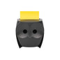 Der 3M Deutschland GmbH Post-it® Z-Notes Dispenser, Eule, Schwarz fasst gelbe Super Sticky Z-Notes (45 Blatt/Block, 2 Blöcke/Packung) und ist vor einem weißen Hintergrund abgebildet.
