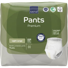 Eine 15-teilige Packung ABENA Pants Light von Abena Re-Seller GmbH, große Größe, mit grüner Verpackung zum Schutz der Haut und weichem, sicherem Sitz - die ideale Einweghose für diskreten Blasenschutz.