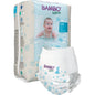 The Bambo Nature swim diapers, size S, 7-12 kg (12 pieces) from Abena Re-Seller GmbH feature a floating child on the front and swim pants with light blue starfish and shell motifs - ideal for your baby's water fun!