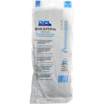 Eine Packung Abena Re-Seller GmbH Haushaltshandschuhe Latex, Schwarz, Größe 8-8½, mit auf der Vorderseite in blauer und schwarzer Schrift aufgedruckten Produktangaben und Hinweisen.