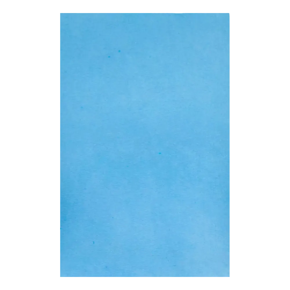 Ein glattes blaues Blatt Papier, ähnlich dem in der Zahnbehandlung häufig verwendeten AMPri Dental Kreppauflage Tray-Filterpapier 18 x 28 cm der AMPri Handelsgesellschaft mbH, füllt den gesamten Rahmen aus.