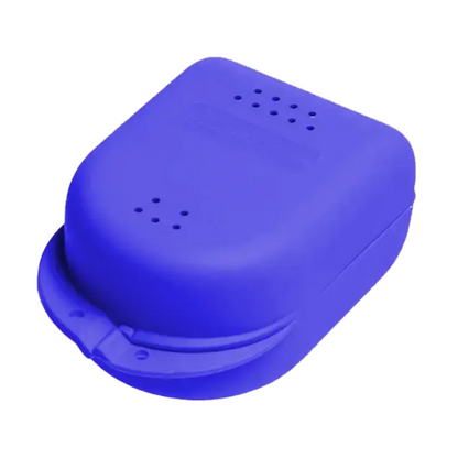 The AMPri PP Dental braces box for children, available in various colors and measuring 90 x 60 x 45 cm, is a blue, rectangular storage box with a flip lid made of durable polypropylene. It features small ventilation holes at the top and is perfectly designed for durability and functionality.