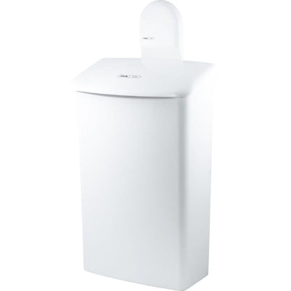 The CWS ParadiseLine wall mount for the 575000 hygiene box is a white, rectangular bathroom waste bin with a domed lid, a small front label, and a modern wall-mounted design.