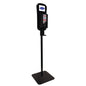 Eine höhenverstellbare, schwarze Standsäule von Diversey Deutschland GmbH & Co. OHG für Hybridspender mit rechteckigem Standfuß, Fußpedal und oben platziertem CleanPro-Behälter.