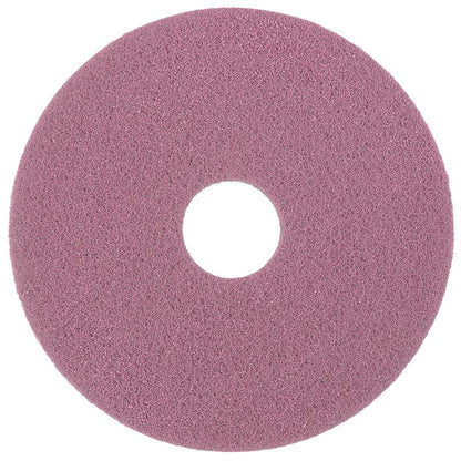 Das Diversey Twister Pad Pink für Vinylböden von Diversey Deutschland GmbH & Co. OHG ist ein kreisrundes, strukturiertes Reinigungspad mit zentralem Loch, das von oben auf weißem Hintergrund abgebildet ist.