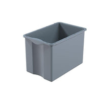 A gray, rectangular 40L Di Protect drawer from Diversey Deutschland GmbH & Co. OHG for the TASKI Protect Trolley is pictured empty against a white background.