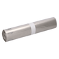 A roll of DEISS LDPE garbage bags with a capacity of 120 liters, in the color translucent silver, wrapped in the middle with a white paper banderole by EMIL DEISS KG (GmbH + Co.).