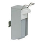 The Novocal hand sanitizer dispenser (1 unit) features a rectangular body made of metal and plastic, a hinged lid, a steel wire handle, and a side clip—ideal for hygienic hand sanitizing in public areas.