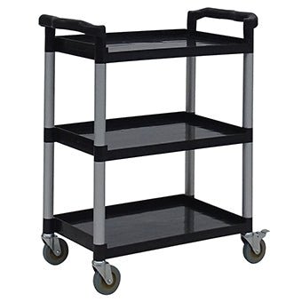 Der Novocal Mehrzweckwagen verfügt über drei schwarze Kunststoff-Fachböden, ein rundum offenes Design und vier schwenkbare Räder. Griffe an beiden Enden sorgen für leichte Manövrierbarkeit. Marke: Novocal. Packung: 1 Stück.