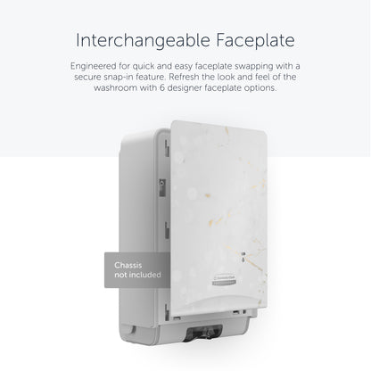 Die Kimberly-Clark Professional™ Icon™ Dispenser Faceplate - eSkinCare (20,32 x 27,30 x 3,81 cm) der Kimberly-Clark GmbH zeichnet sich durch ein Marmormuster und einen einfachen Wechsel zwischen sechs Designoptionen aus und wertet Ihr Waschraumzubehör auf. Chassis nicht enthalten.