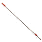 A long, silver Haug Bürsten KG METAL DETECT ALUSTIEL,1450MM OXIDIZED RED CAP+ÜWM rod with red handles, designed for attaching cleaning accessories; compatible with ø25mm tools.
