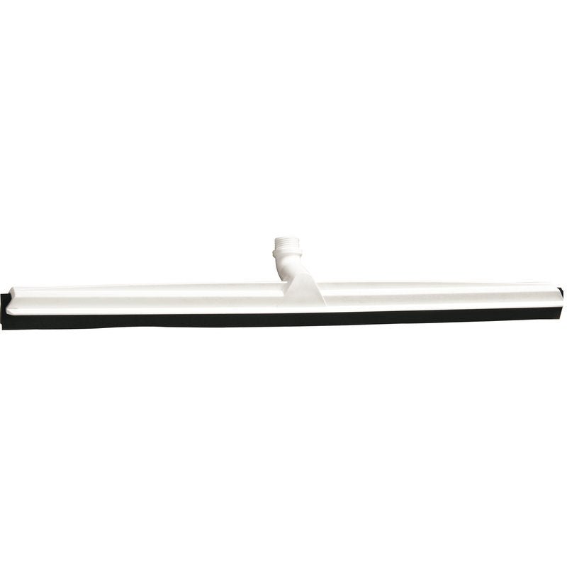 The Haug Bürsten KG ARTICULATED WATER SKIMMER, BLACK INTERCHANGEABLE BLADE 700x53x25mm is shown against a plain white background, featuring a flat black rubber blade and a threaded connection for attaching the handle.