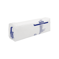 A sealed, white plastic package containing Hartmann Samu® Classic Maxi disposable gloves for postpartum women, manufactured by Paul Hartmann AG. The product label features blue text and a trademark, along with additional product information.