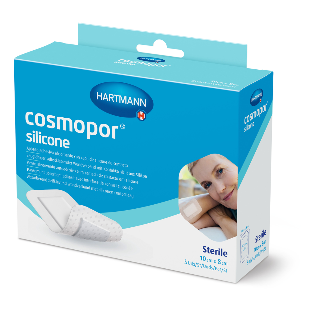 Hartmann Cosmopor® silicone, sterile, individually sealed; in folding boxes with Euro hanger, 10 x 8 cm