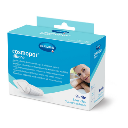 Hartmann Cosmopor® silicone, sterile, individually sealed; in folding boxes with Euro hanger, 7.2 x 5 cm