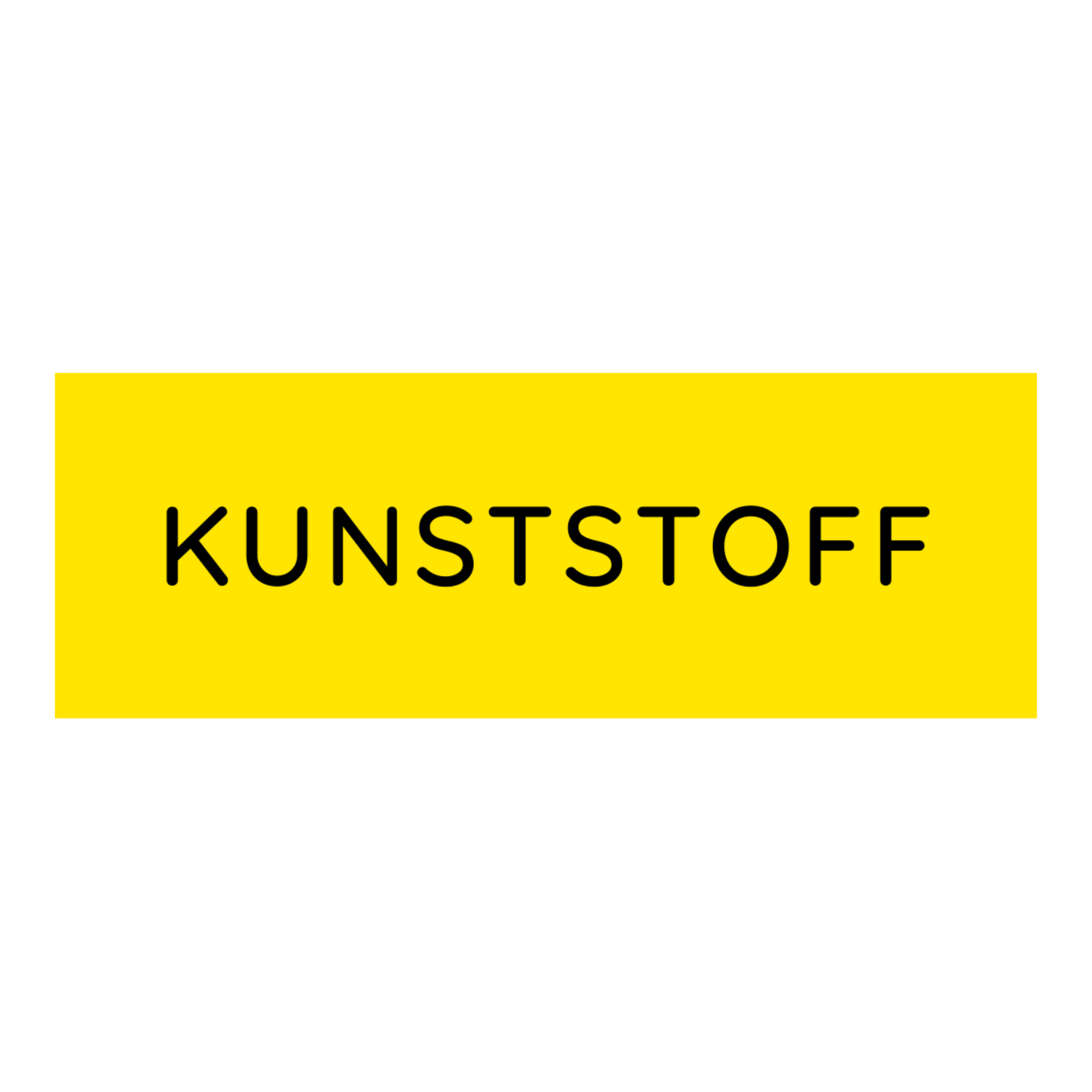 Der Novocal Farbiger Wertstoffaufkleber klein, mit Text: Kunststoff (Gelb) zeigt "KUNSTSTOFF" in schwarzen Großbuchstaben auf leuchtend gelbem Hintergrund - perfekt für eine klare Mülltrennung. Packung (1 Stück), Marke: Novocal.