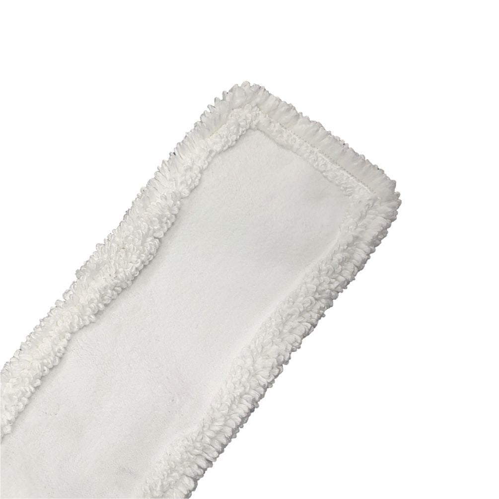 Das Arcora Micro Easy Db-Fc Mopp Weiss Mit Deckblatt von Arcora International GmbH ist ein rechteckiges weißes Mikrofaserkissen mit einem weichen, strukturierten Rand und einer glatten Mitte, die auf einem einfarbig weißen Hintergrund dargestellt ist.