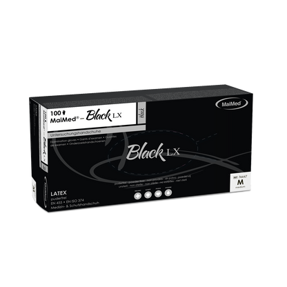 MaiMed-Black LX PF Einmal-Latex-Untersuchungshandschuhe, puderfrei, 100 St./Box