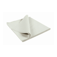 A folded, square piece of Meditrade® layered cellulose, 20 x 30 cm | Box (3 bags) from Meditrade GmbH lies on a flat surface. The light-colored fabric or paper appears plain, with no visible markings or textures, and one corner is folded up so that the underside is visible—ideal for hygienic medical applications.