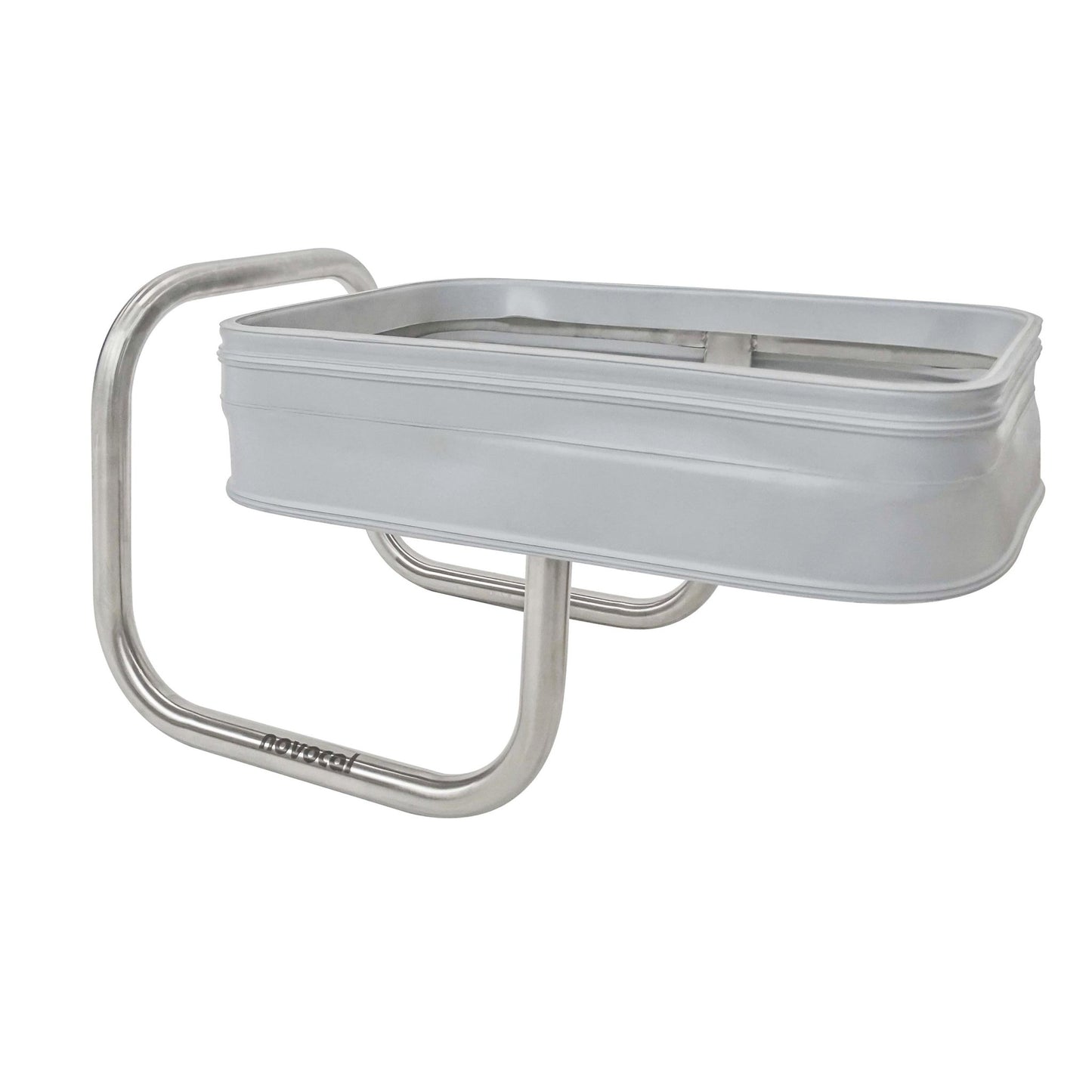The Novocal stainless steel laundry collector "Compact" is a modern, space-saving wall laundry collector with a rectangular stainless steel frame and all pipe connections included. "Novocal" is printed on the metal base. The package contains 1 piece.