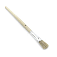 The Nölle Profi Brush enamel paintbrush features light-colored Chinese bristles, a craftsman-quality wooden handle that tapers for precision, and a metallic tin ferrule marked with the number “3.”