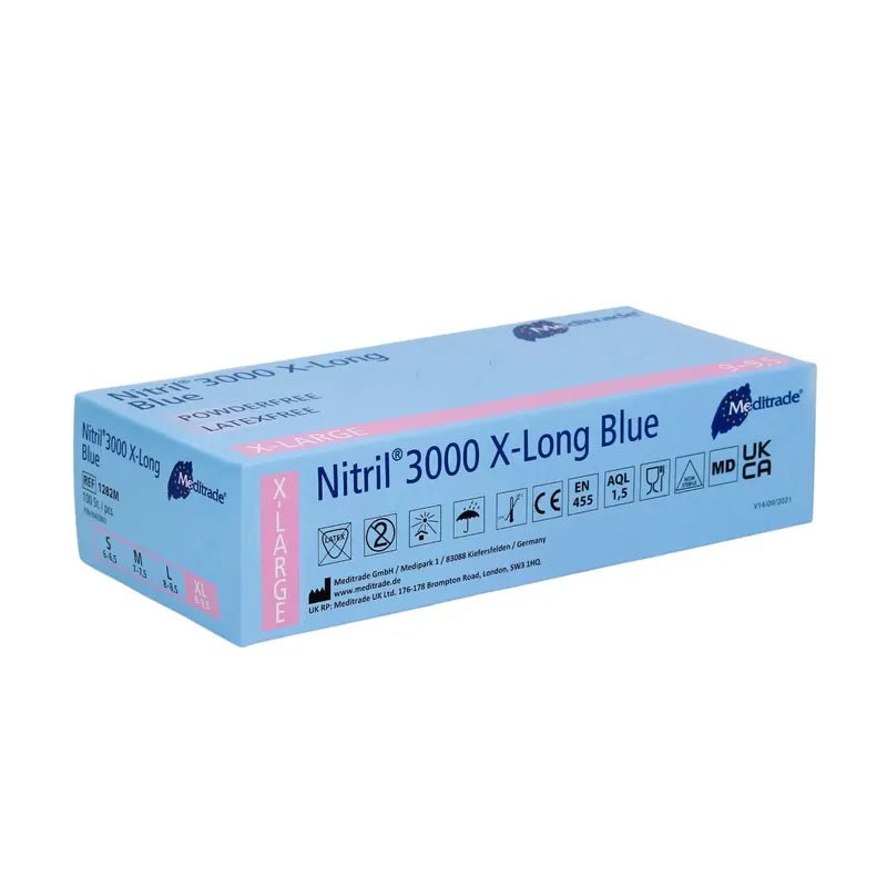 nitril 3000 handschuhe Meditrade Nitril® 3000 X-Long 100 Stk. Nitrilhandschuhe extralang, bla