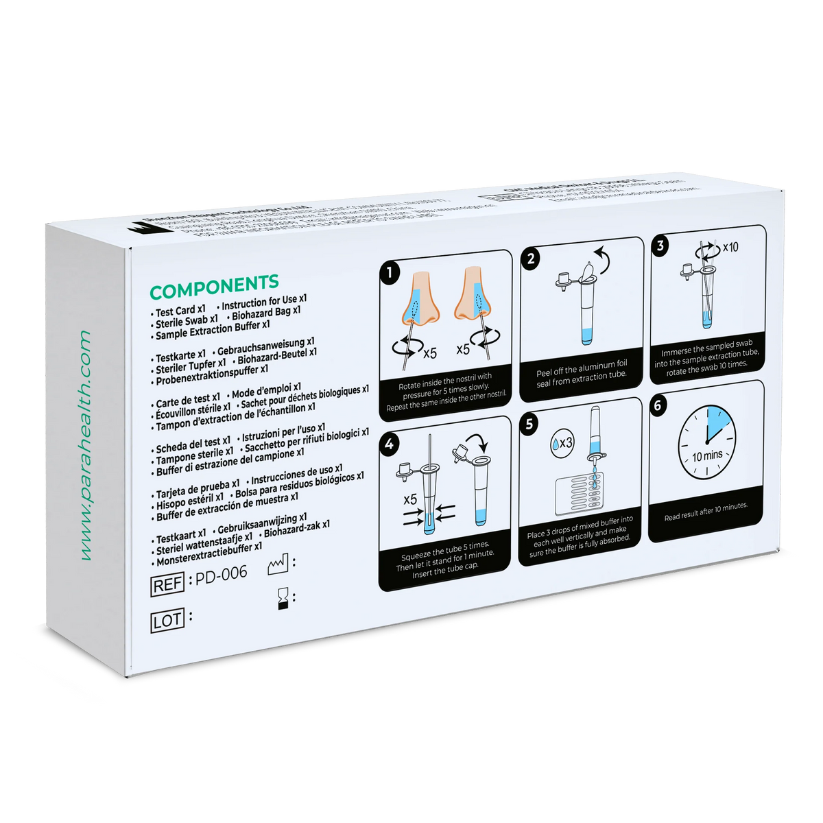 12in1 Schnelltest-Set zum Nachweis von Antigenen (COVID-19, Influenza A/B, Streptokokken, Legionellen und weitere) | Packung (1 Test)
