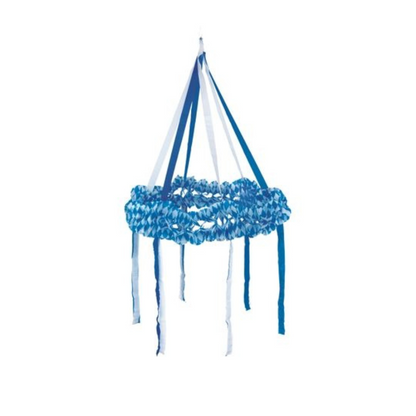The PAPSTAR paper wreath (Ø 75 cm), in blue, is flame retardant for safety. This hanging wreath from PAPSTAR GmbH has blue streamers and is delivered as a single piece per package.