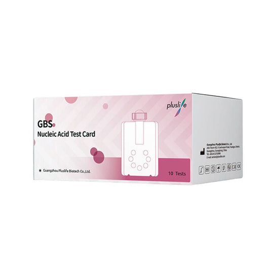 Die Pluslife Streptokokken B-Testkits der MedRhein GmbH werden in einer rosa-weißen Box geliefert, die eine schnelle In-vitro-Erkennung für Streptokokken der Gruppe B bietet, 10 Tests enthält und von Guangzhou Pluslife Biotech Co., Ltd. hergestellt wird.