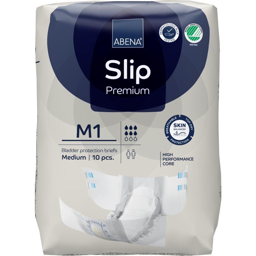 ABENA Slip Premium von Abena Re-Seller GmbH, mittlere Größe, 10er-Packung. Entwickelt für die Inkontinenzversorgung mit einem Hochleistungskern und fortschrittlichem Hautschutz, wie auf der Verpackung angegeben.
