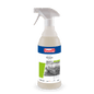 A 600 ml spray bottle of Drizzle® Green Oil and Grease Remover (colorless to light yellow) from BUZIL-WERK Wagner GmbH & Co. KG, with a gray spray nozzle and a label featuring a kitchen image, the product name, and usage instructions.