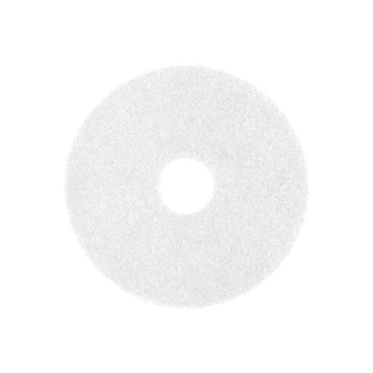 Das Arcora SUPERPAD WEISS von Arcora International GmbH ist ein rundes, weißes, strukturiertes Bodenpad mit Mittelloch zur schonenden Reinigung empfindlicher Oberflächen, dargestellt von oben auf weißem Grund.