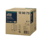 Pictured is a blue box with Tork 130073 extra-strong multipurpose paper towels Premium W1 W2 W3, with a capacity of 500 sheets and various symbols. The product is 2-ply in premium quality and bears the brand name Essity.