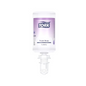A transparent Tork 524901 Luxury Foam Soap Premium S4 (1000 ml) bottle with a purple label and white dispenser cap is shown upside down, isolated on white, and provides a pleasant handwashing experience. Brand: TORK – Essity Professional Hygiene Germany GmbH.