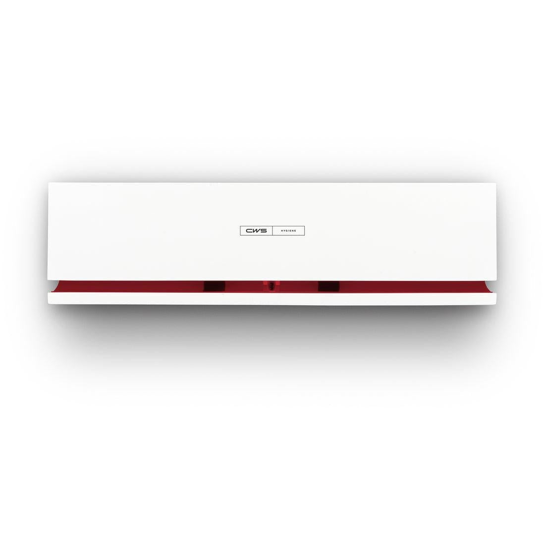 A white, rectangular CWS front panel for the Air Bar fragrance dispenser with modern design, a red accent at the bottom, and a "CWS Hygiene" label in the center.