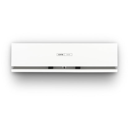 The CWS front panel for the Air Bar fragrance dispenser is a simple, white, rectangular wall panel with a small CWS logo in the center and a visible air outlet at the bottom, reflecting modern design.