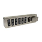 The Novocal electronic combination lock for single locks features a horizontal keypad with the digits 0-9, clear and enter keys, metal surface, and a knob bolt on the right side as part of the locking system.