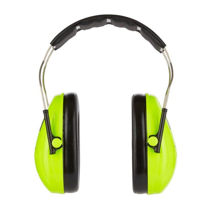 The 3M™ PELTOR™ earmuff for children from 3M Deutschland GmbH is a light green and black earmuff with a headband made of metal and plastic, depicted against a white background.