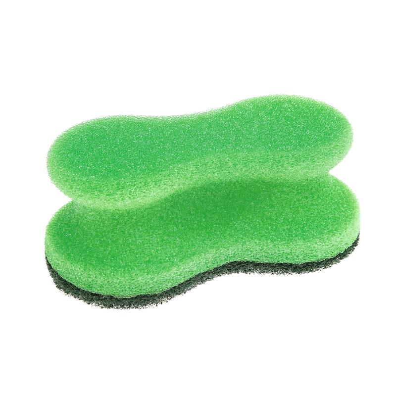 The Scotch-Brite® Classic Cleaning Sponge from 3M Deutschland GmbH is a double-sided sponge with a soft foam side and a dark green abrasive side, shown on a white background.