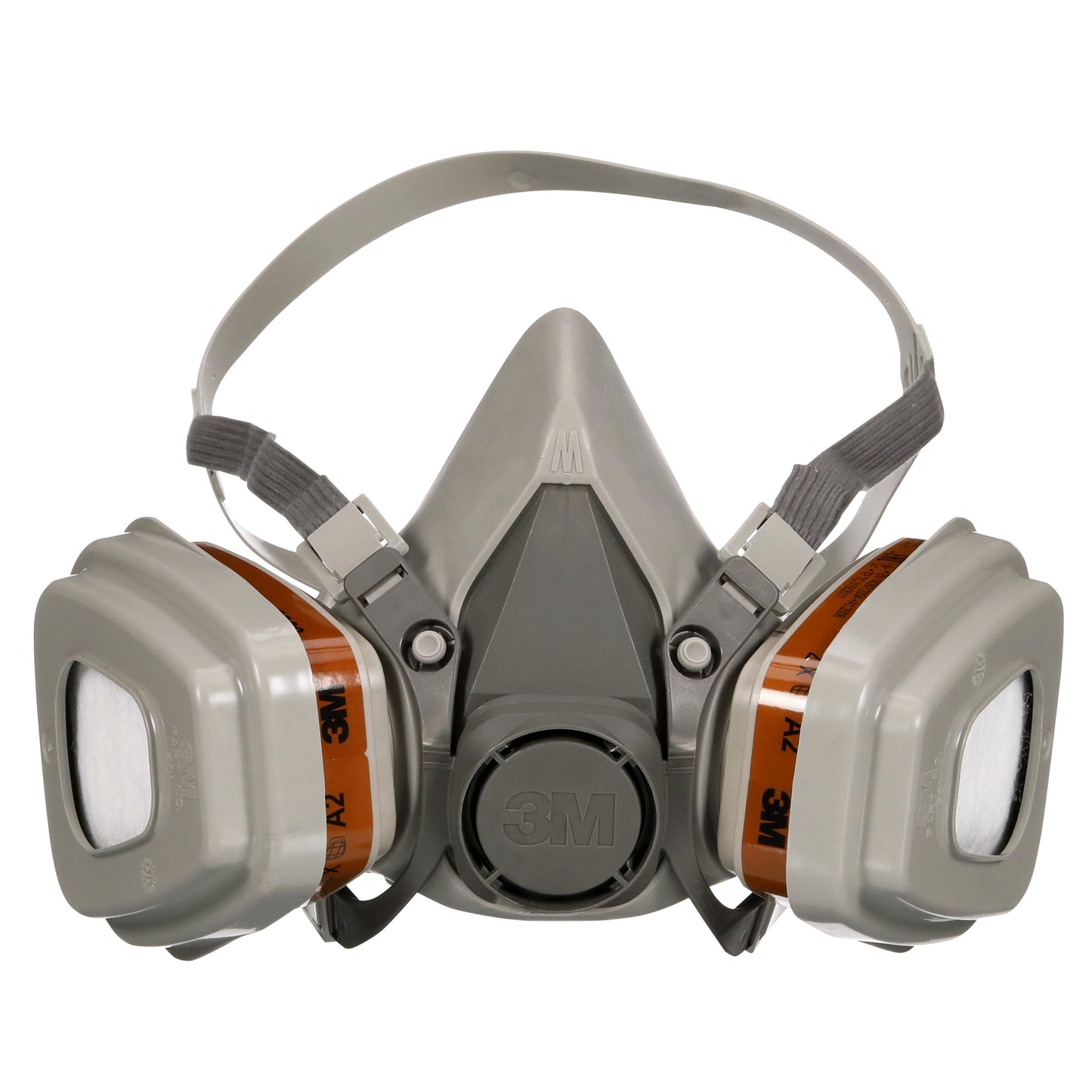 Die 3M™ Atemschutzmaske 6002KIT-1 von 3M Deutschland GmbH mit A2P2 Filtern für organische Dämpfe und verstellbaren Bändern ist in Grau abgebildet, geliefert als Packung (1 Stück) mit austauschbaren Filtern.