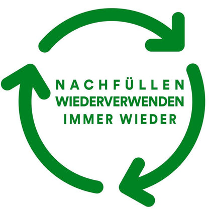 On the Scotch® Crystal Tape 6-1925D from 3M Deutschland GmbH, three green arrows circle the inscription "Refill Reuse Again and Again" emphasizing recycling and sustainability.