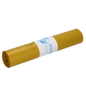 Eine gelbe Rolle DEISS ECOFINE® Abfallsäcke 13900 (120L) der EMIL DEISS KG (GmbH + Co.) aus Recycling-LDPE/LLDPE mit weiß-blauem Etikett - ideal für die umweltgerechte Entsorgung - auf weißem Grund.