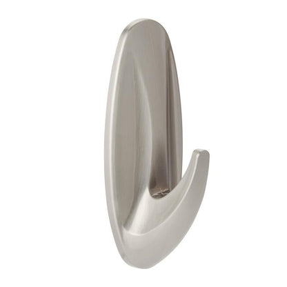 The Command™ Medium Designer Hook in metal look (17081BN) from 3M Deutschland GmbH features an oval base with a distinctive metal-like hook depicted on a white background.