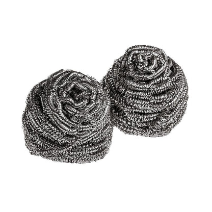 Three Scotch-Brite® stainless steel spirals from 3M Deutschland GmbH are shown side by side on a white background—ideal for thoroughly cleaning cookware and surfaces; the package contains 3 pieces.