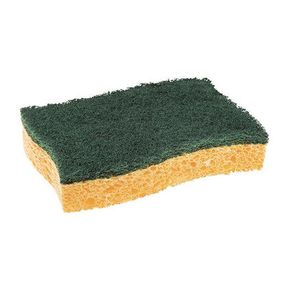 The Scotch-Brite® Classic Cleaning Sponge from 3M Deutschland GmbH is a yellow rectangular sponge with a green scouring sponge, depicted isolated on a white background.