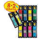 The 3M Deutschland GmbH Post-it® Index Flag Mini Set (11.9 x 43.2 mm) contains assorted colors and blue/yellow index arrows, with the promotion "8+2 FREE" for easy document marking - a total of 8 dispensers + 4 free per pack.