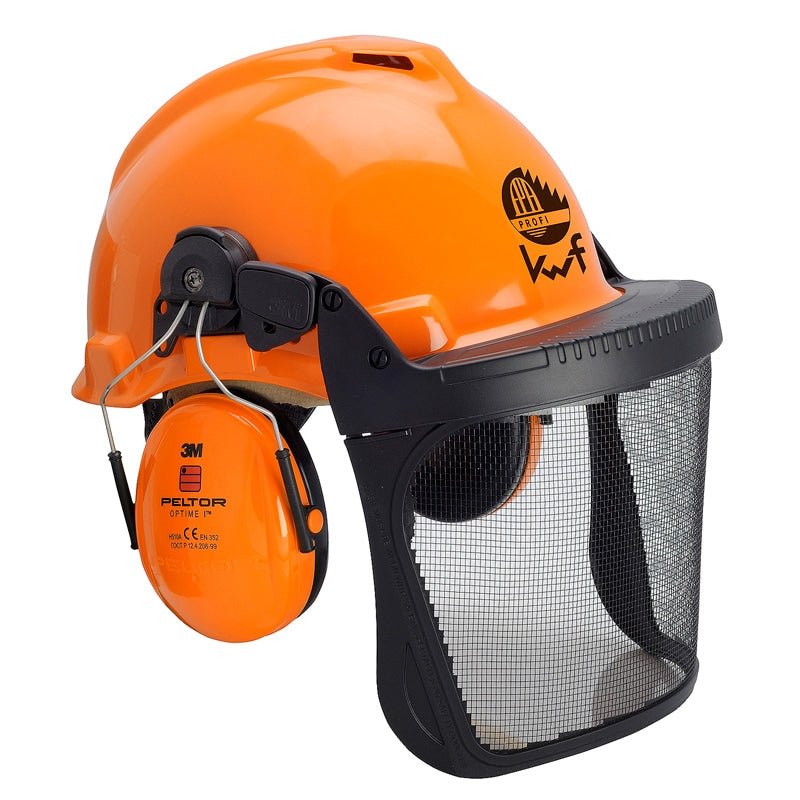3M™ Kombination für die Forstwirtschaft, G3000 Schutzhelm in Orange, H31 Kapselgehörschutz, FH1 Halterung und 5C Netzvisier, KWF, G3000MOR31FH15C FPA | Packung (1 Stück)