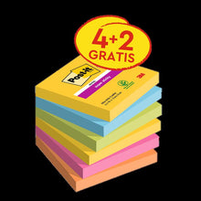 Post-it® Super Sticky Notes, Carnival Collection, 76 mm x 76 mm, Promotion, 90 Blatt/Block, 4 Blöcke + 2 Gratis/Packung, 100% PEFC, SGSCH-PEFC-COC-110078 | Packung (6 Stück)