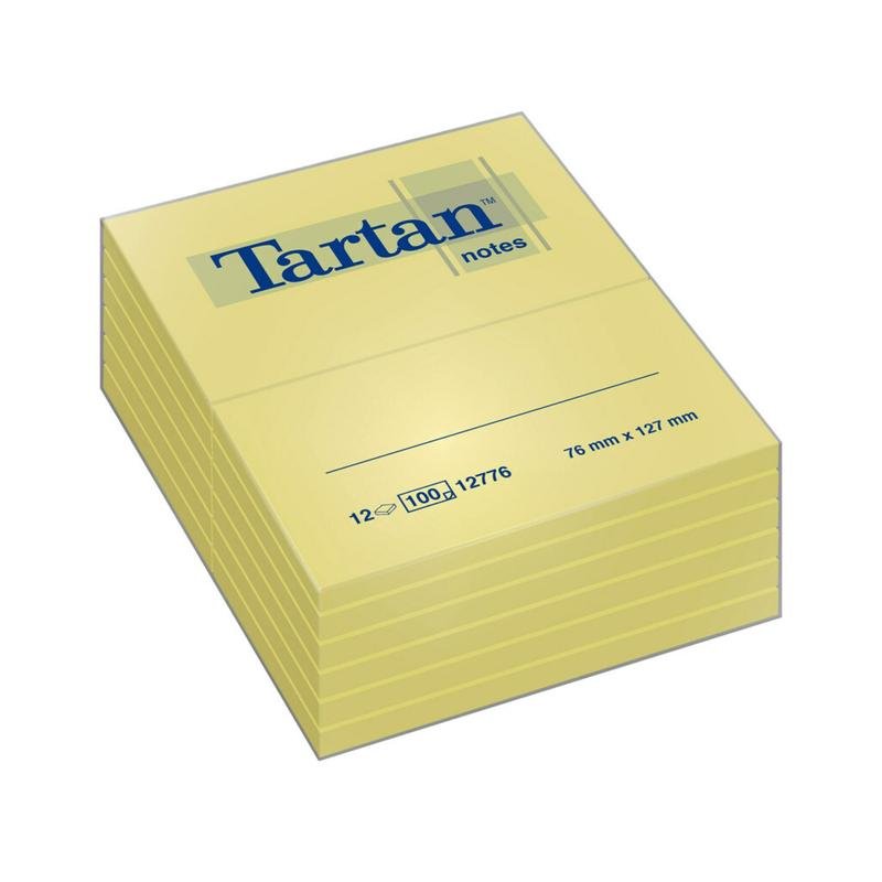 Tartan™ Notes 12776, Yellow, 76mm x 127mm, 12 pads/pack, 100% PEFC, SGSCH-PEFC-COC-110078 | Pack (12 pieces)