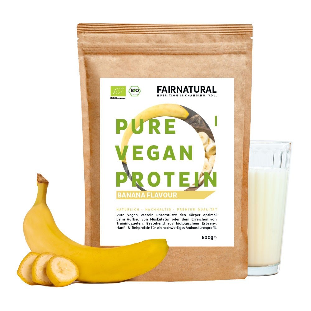 Organic vegan protein powder banana without soy